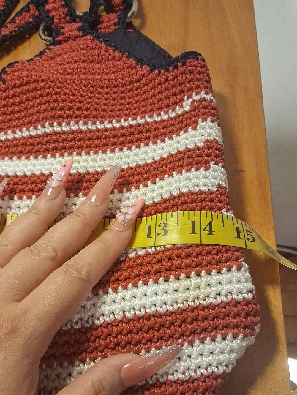 The Ssk Crochet American Flag Tote Bag in Red, White & Blue - Picture 5 of 13